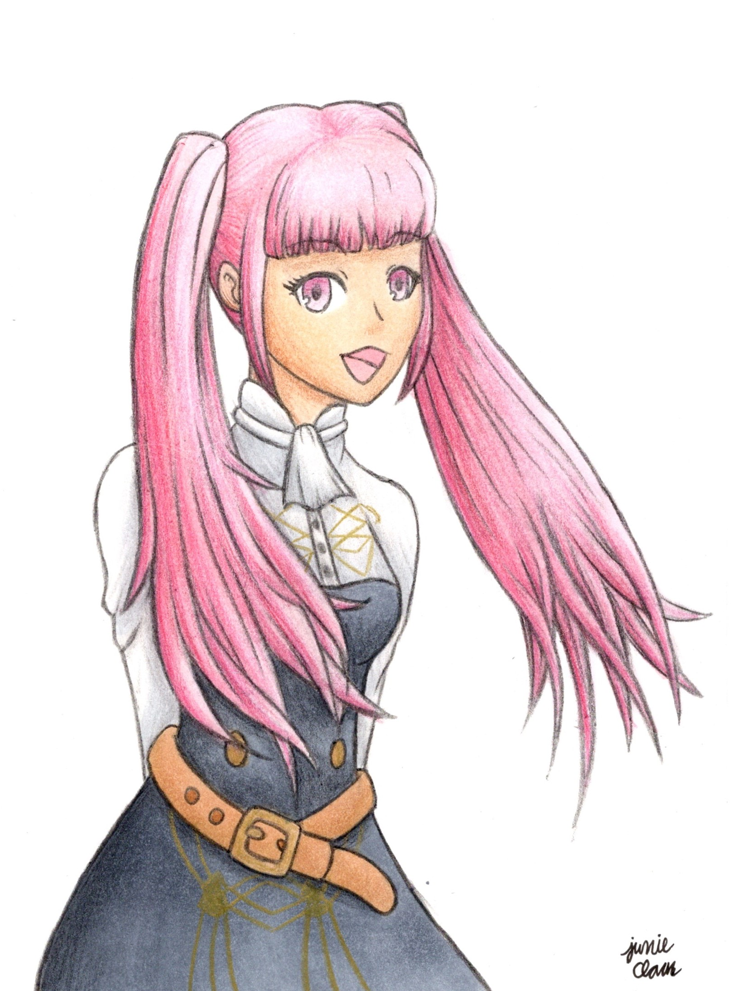 Half body physical piece of a pink haired girl
